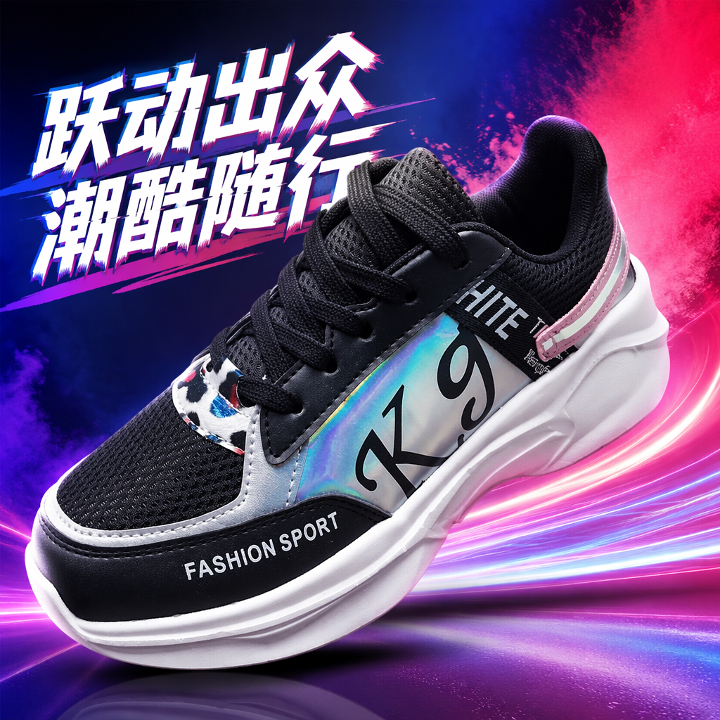 黑色运动鞋 透气轻便男女士休闲跑步鞋 Specification image