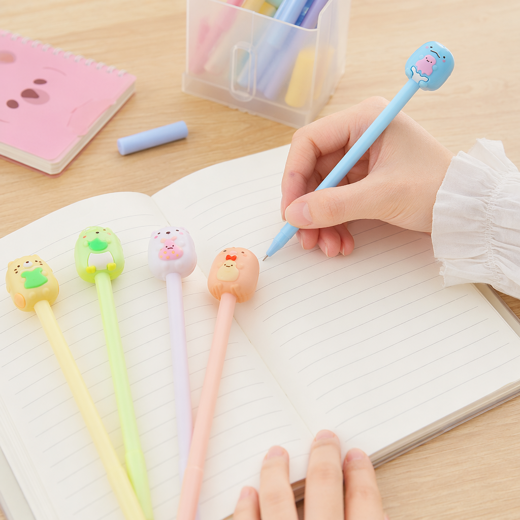Colorful cartoon animal-head-shaped gel pens as creative student stationery for smooth writing details Picture