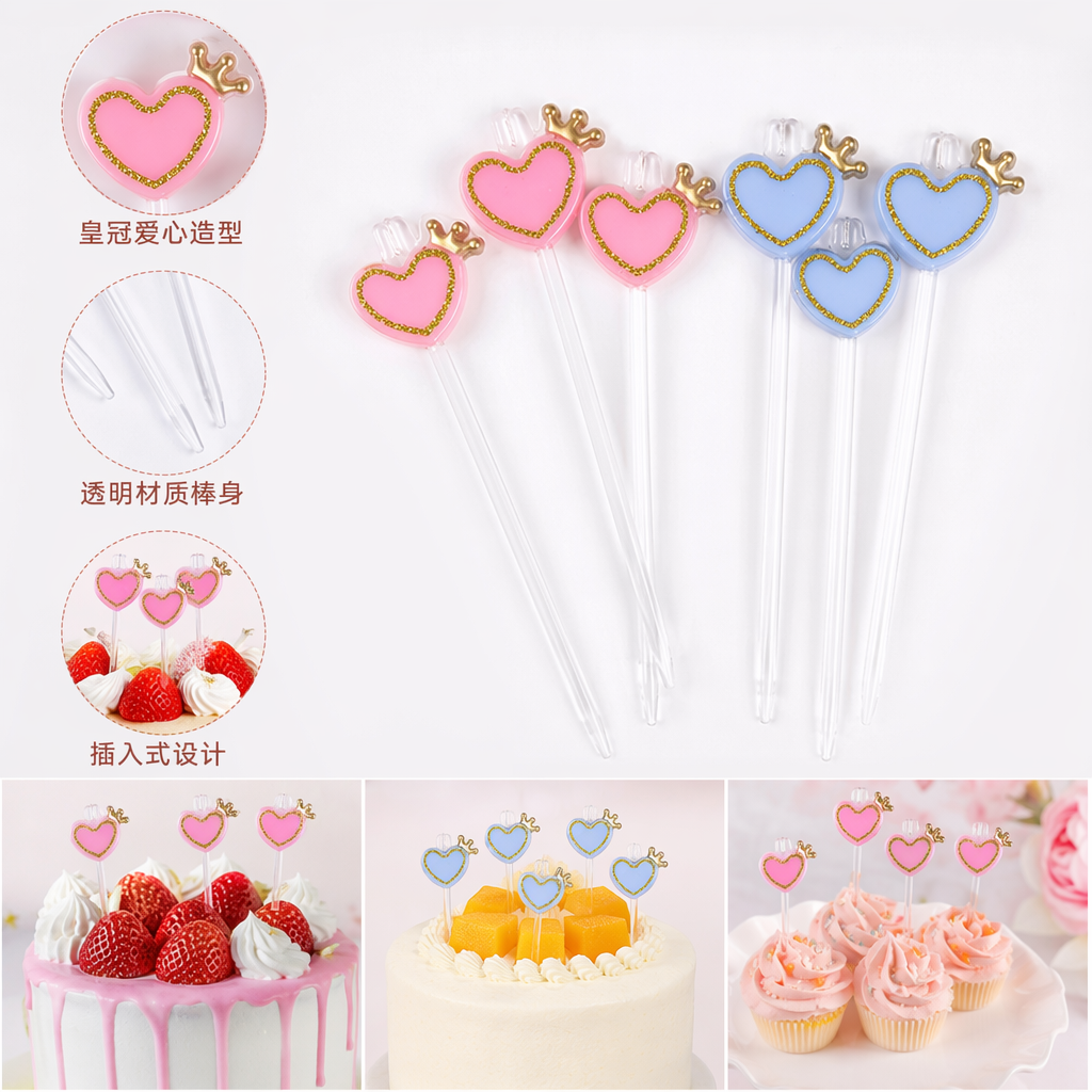 Pink heart-shaped crown candles, blue heart-shaped crown candles, couple birthday party decoration aromatherapy