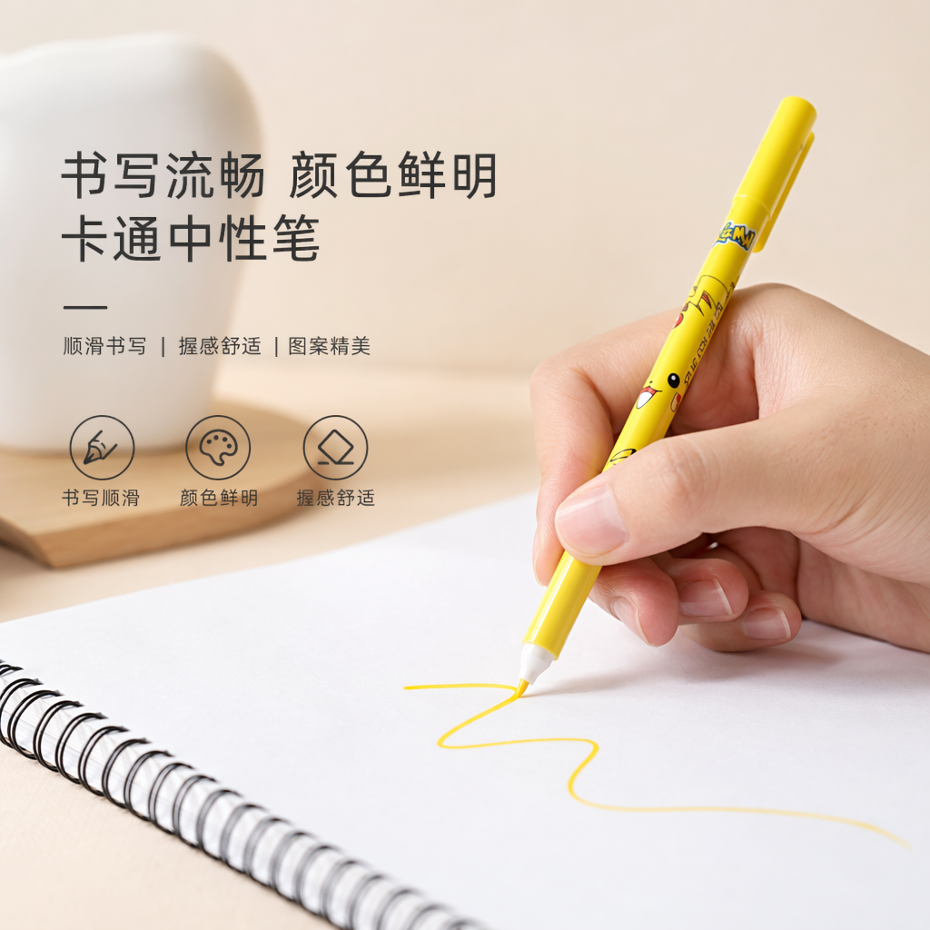 黄色白色黑色皮卡丘创意卡通中性笔