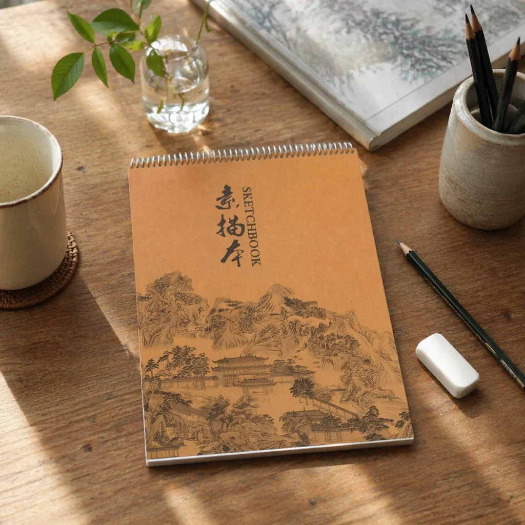 橙色封面传统山水画素描本 SKETCHBOOK details Picture