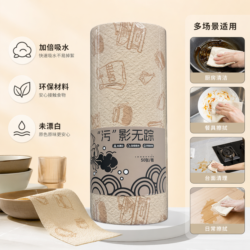 米色咖啡图案卷纸 卫生纸家用抽纸简约风3层加厚