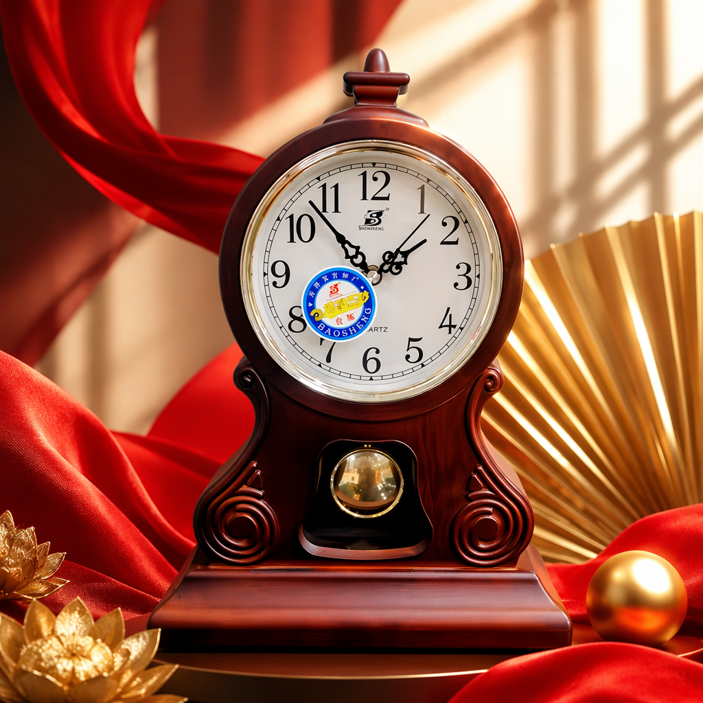 Dark brown vintage wall clock, living room pendulum clock, bedroom decorative wall clock, wooden mechanical clock Specification image