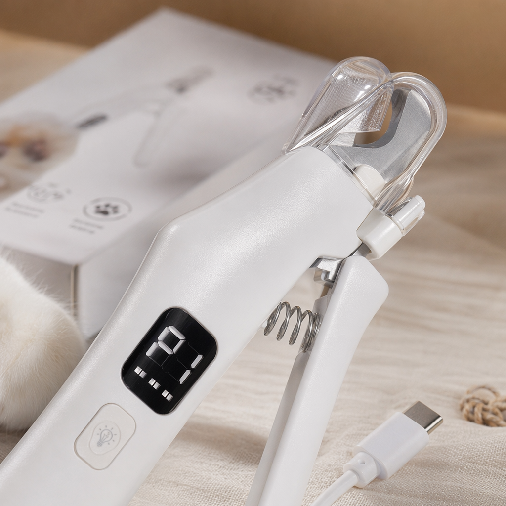 White pet nail clipper for cats, with a safe round head design, is quiet and labor-saving Application Scenario