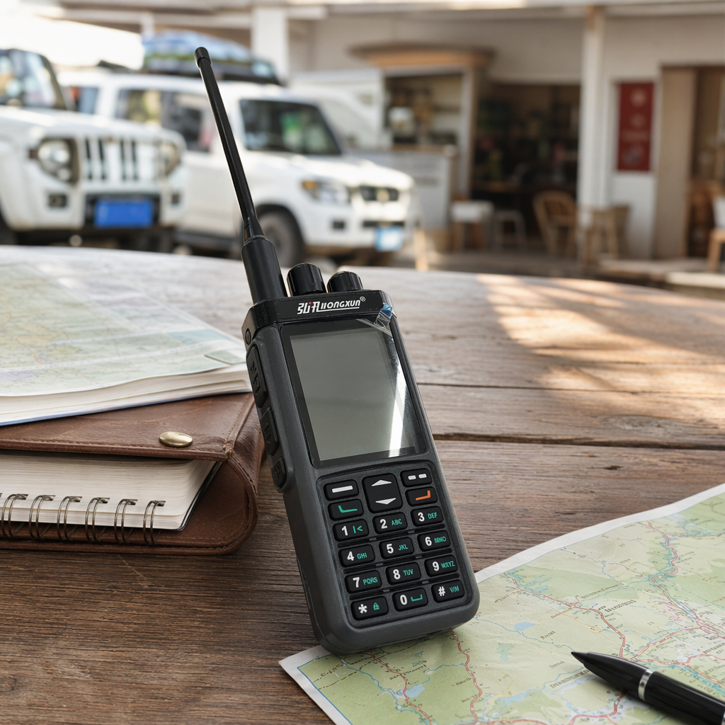 Hongxun DP4801E black walkie-talkie with a metal body, specifically designed for long-distance dual-band communication and outdoor operations details Picture