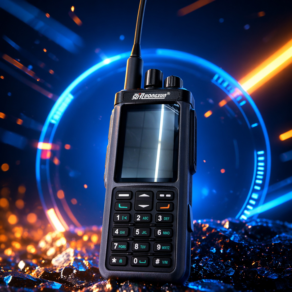Hongxun DP4801E black walkie-talkie with a metal body, specifically designed for long-distance dual-band communication and outdoor operations Specification image
