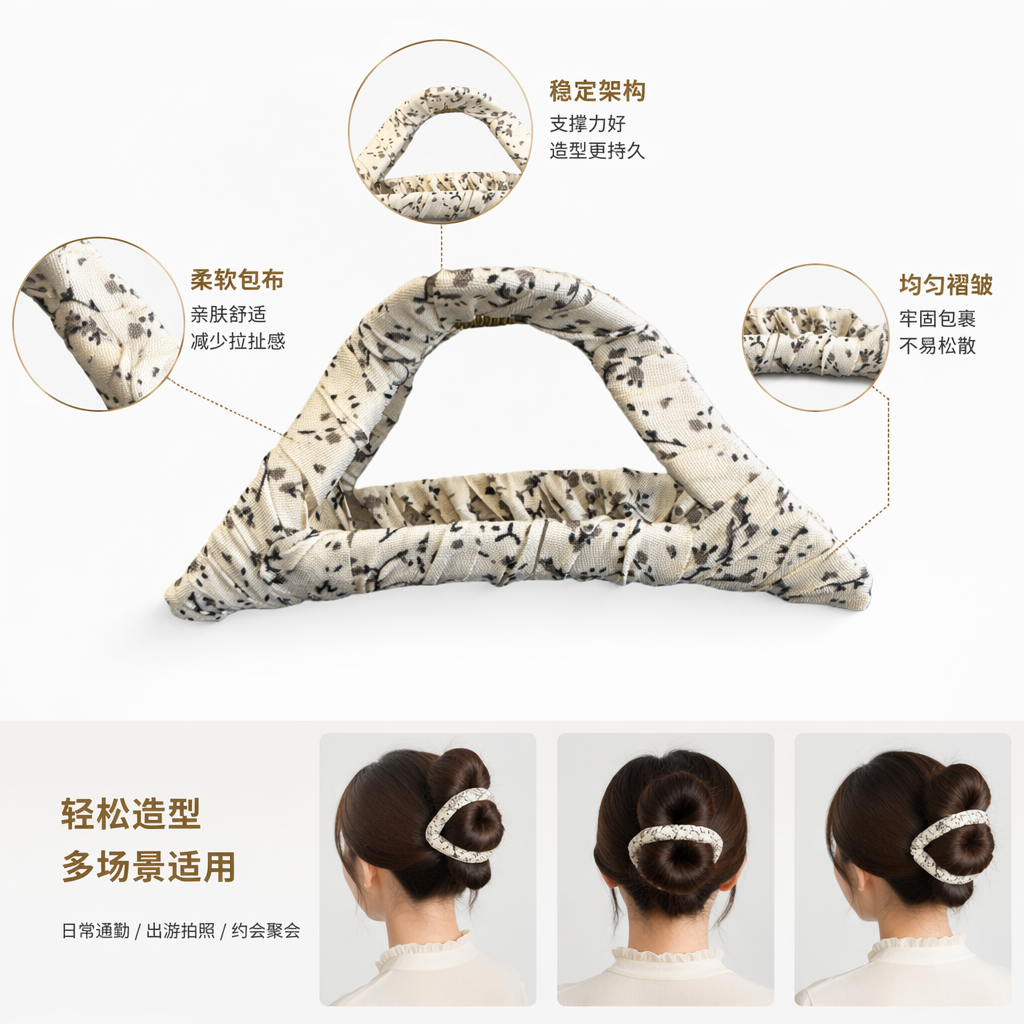 米色碎花布艺手提柄 时尚简约家居装饰配件图
