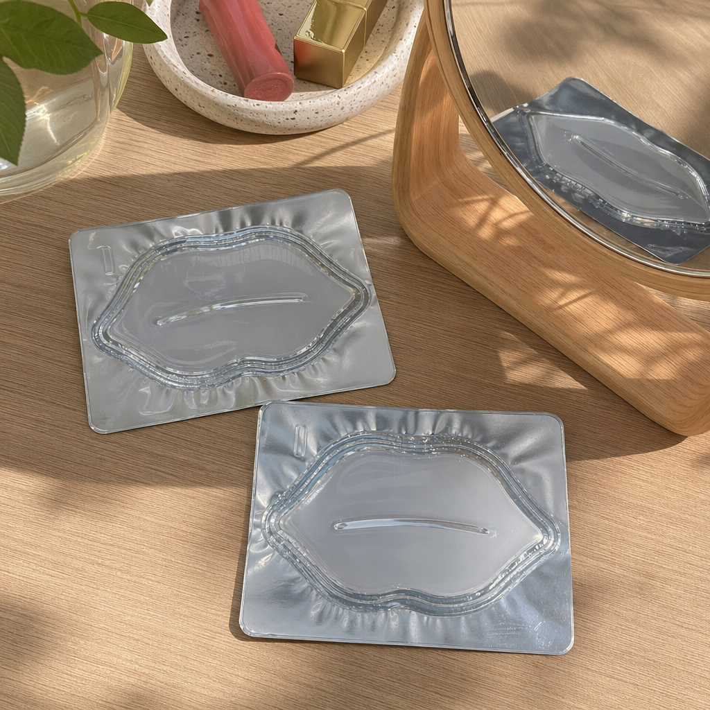 Two pieces of transparent gel patches in silver metal packaging details Picture