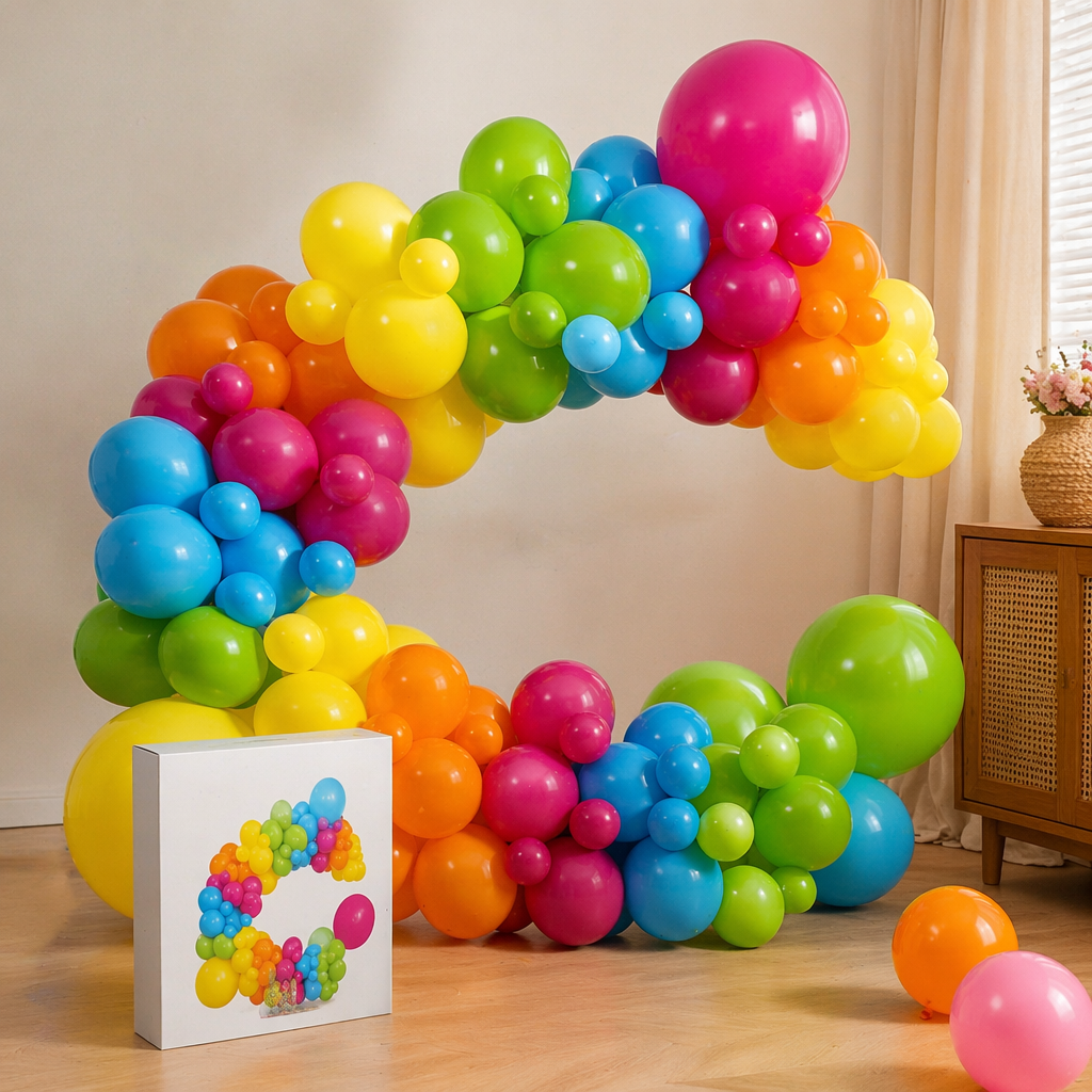 Colorful balloon decoration set for parties, weddings, birthday celebrations, universal, including air pump accessories details Picture
