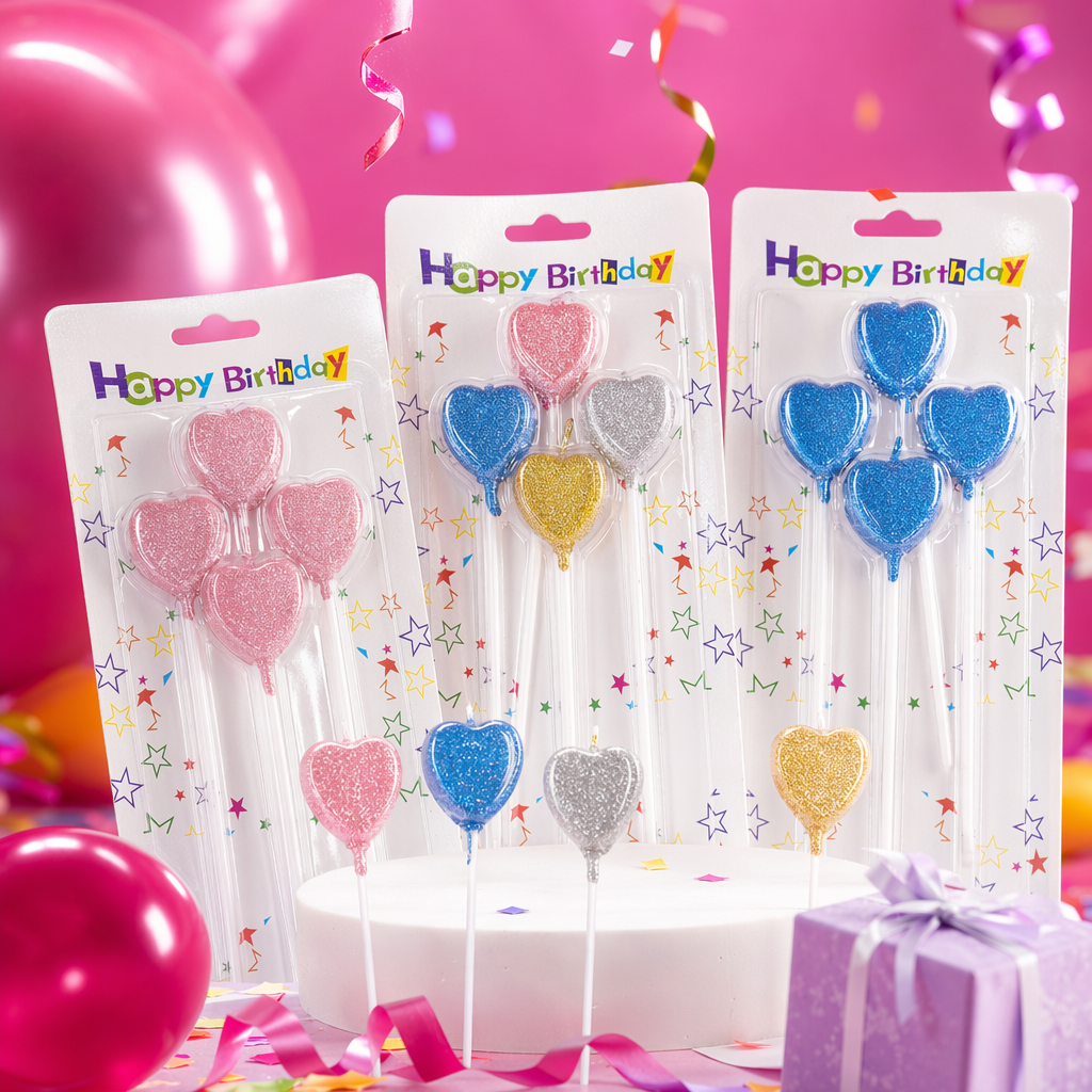 Colorful heart-shaped birthday candles Creative party decoration candle set Specification image