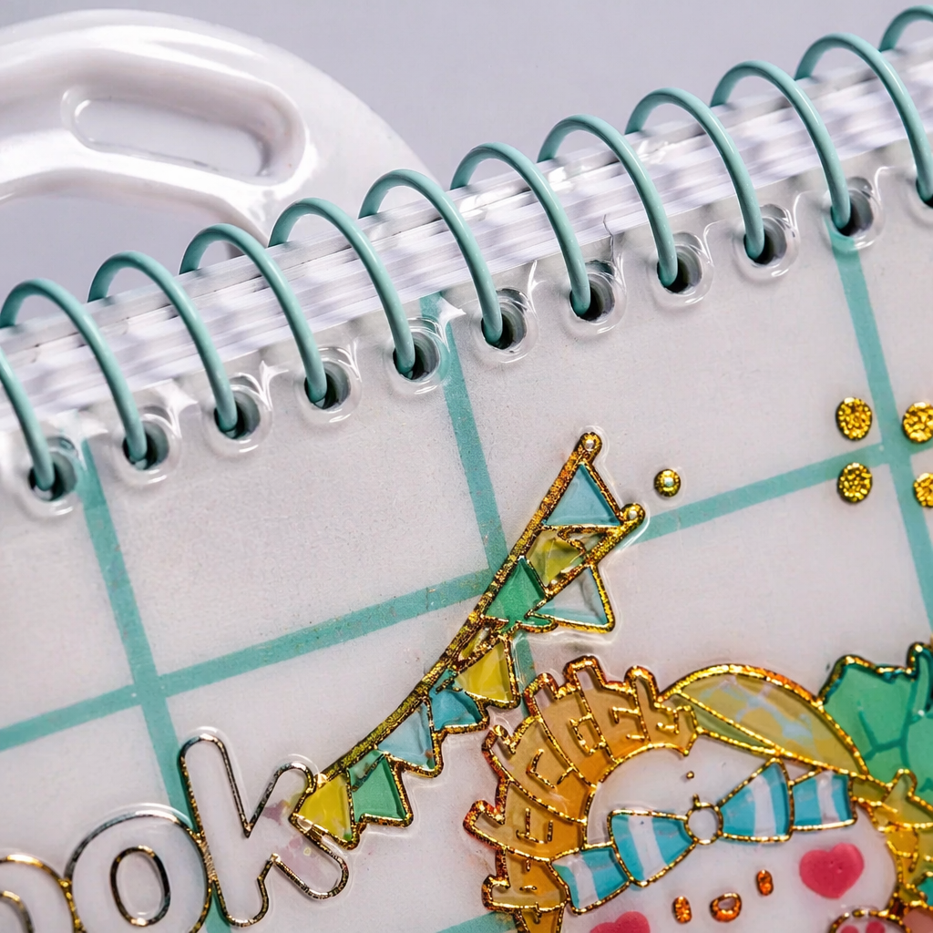 A color spiral-bound sketchbook with a cartoon pattern of fruit rabbits on the cover and 16K thickened paper Application Scenario