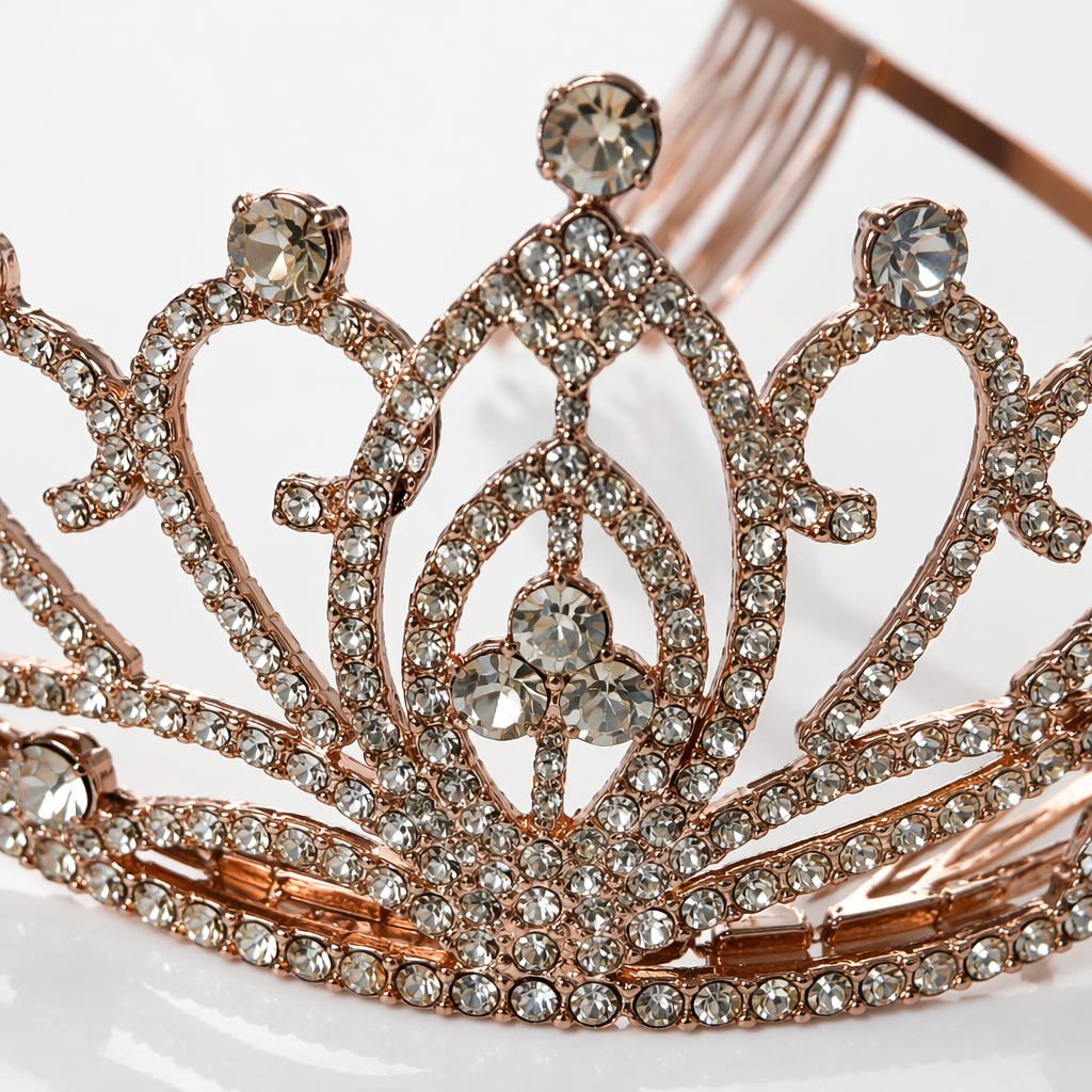 Rose gold diamond-encrusted crown headwear for brides' wedding accessories Application Scenario