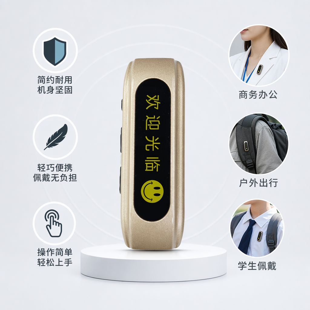 耳夹式对讲机928金色迎宾立牌 亚克力材质 黑底黄字欢迎光临带笑脸图案
