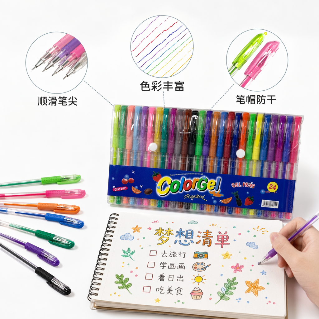 彩色荧光笔套装12色速干高亮标记笔学生文具办公用品