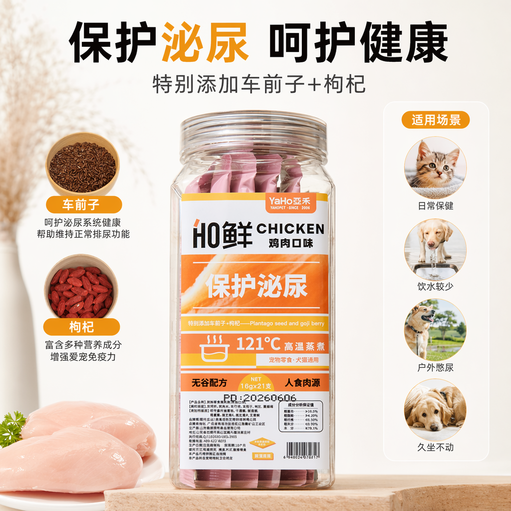 鲜鸡肉口味宠物零食 猫狗条 保护泌尿121°C高温蒸煮