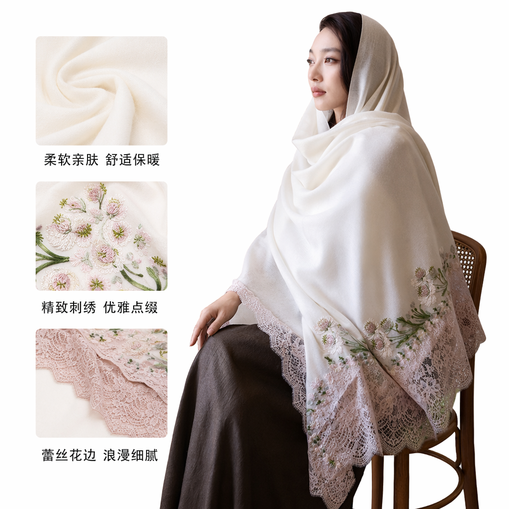 白色刺绣蕾丝披肩女春夏薄款百搭时尚优雅显瘦