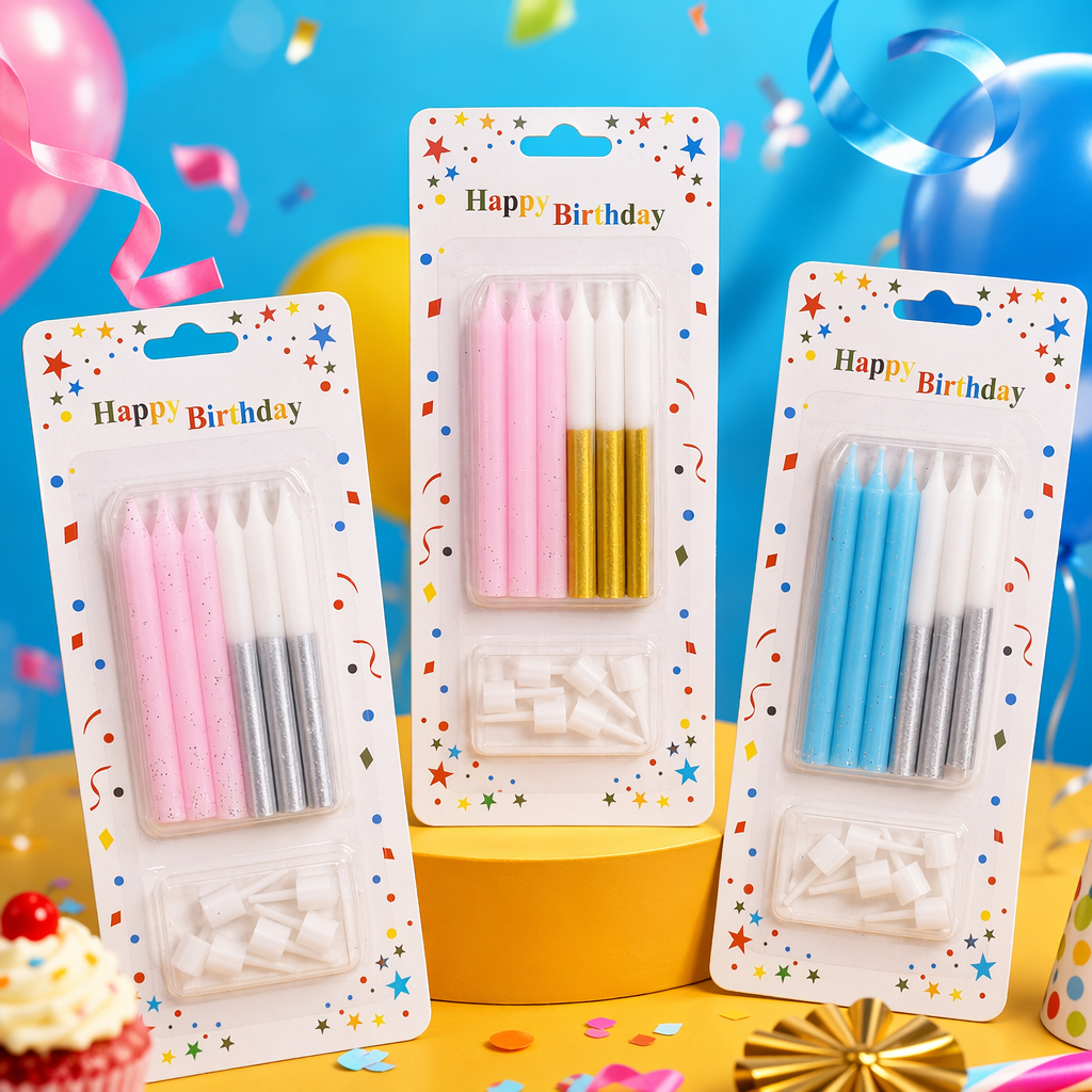 مجموعة شموع عيد الميلاد الملونة ذات مستوى غذائي مناسب، 12 حفلاً مختلطاً Specification image
