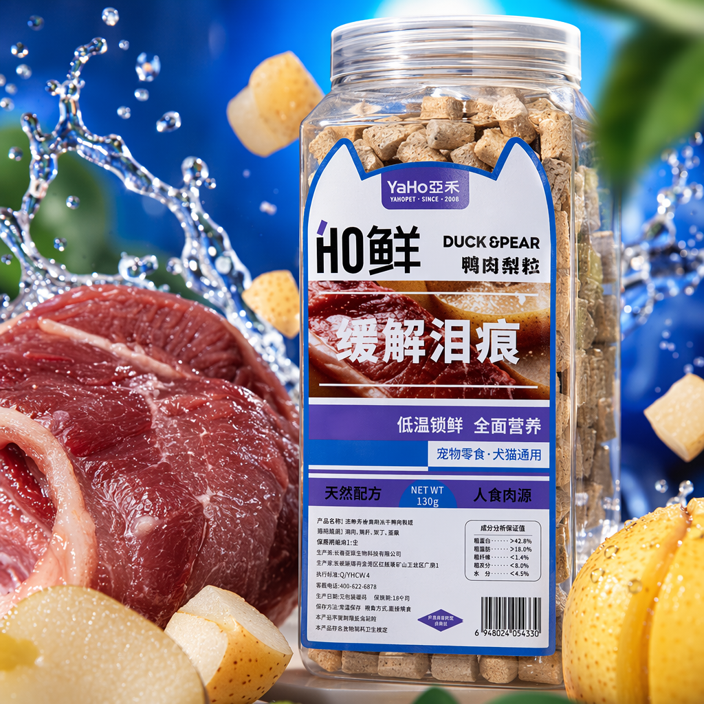 HO鲜鸭肉梨粒宠物零食透明塑料瓶装缓解泪痕-36℃低温锁鲜细节图