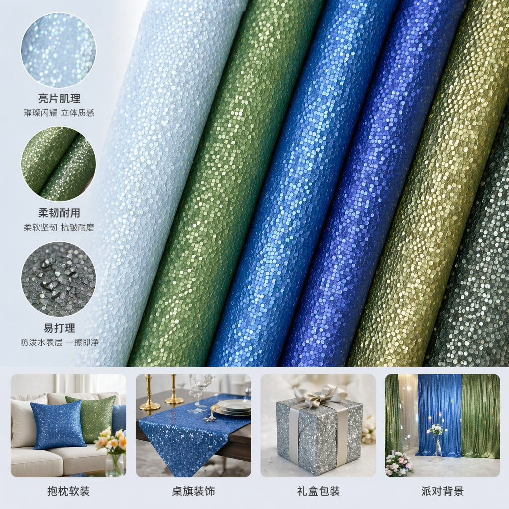 彩色亮片纹理布料卷 DIY手工装饰面料宽幅可裁剪