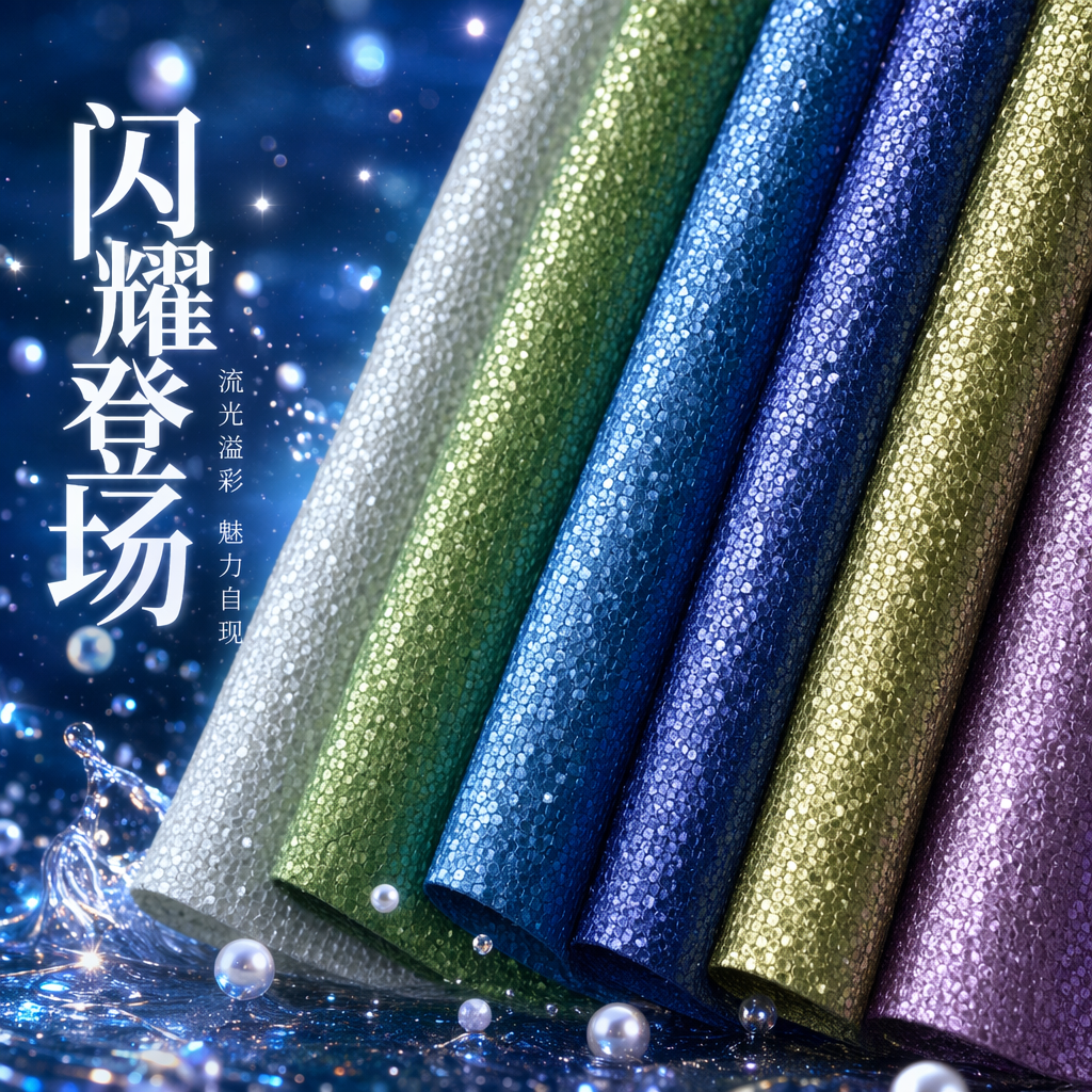 彩色亮片纹理布料卷 DIY手工装饰面料宽幅可裁剪细节图