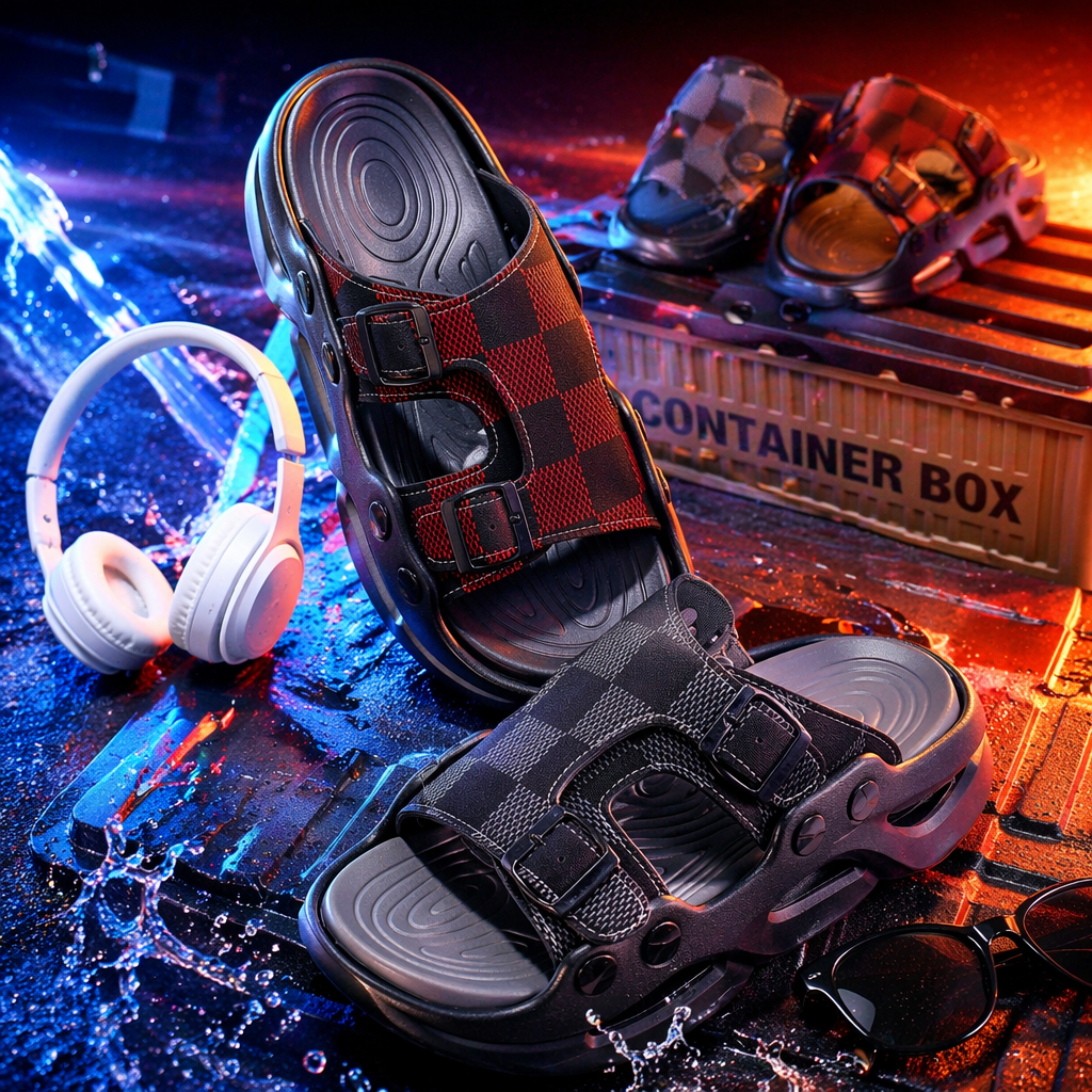 Checkered casual sandals for women in summer are breathable, anti-slip and have a flat bottom that is versatile and fashionable Specification image