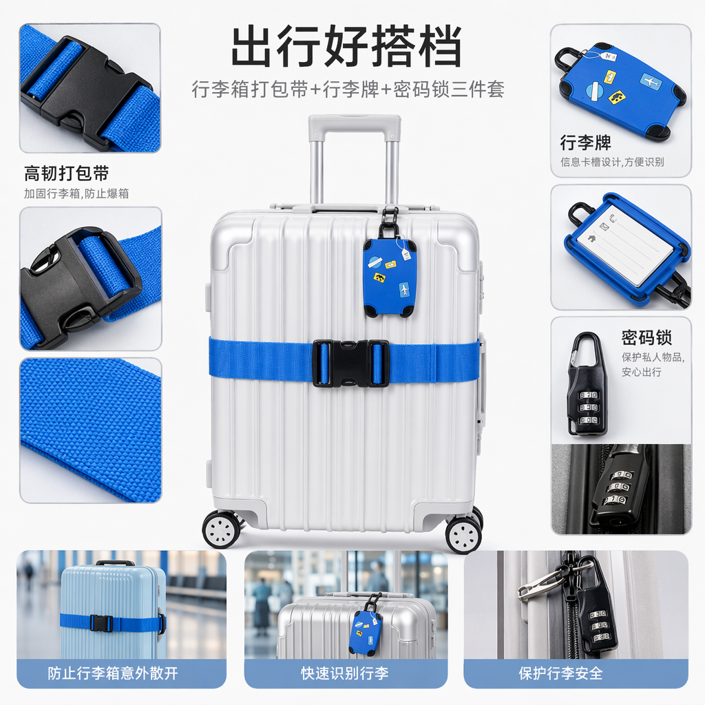 彩色行李箱标签 个性防丢贴纸 可写名字旅行标识贴