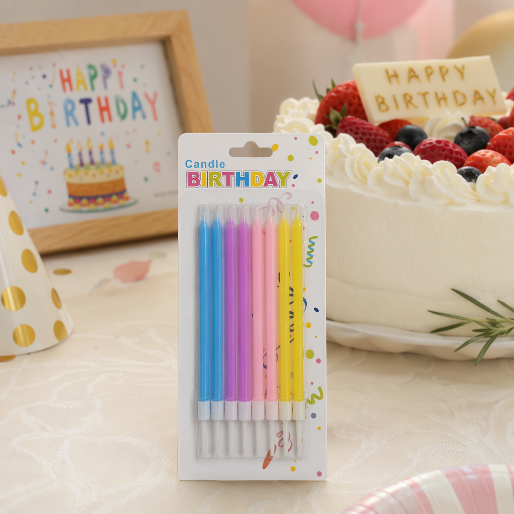 Colorful birthday candles made of food-grade beeswax, safe and smokeless, specially designed for children's parties details Picture