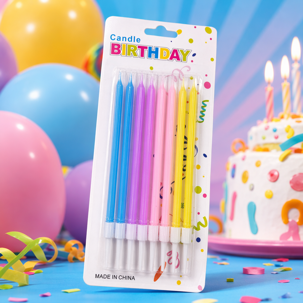 Colorful birthday candles made of food-grade beeswax, safe and smokeless, specially designed for children's parties Specification image