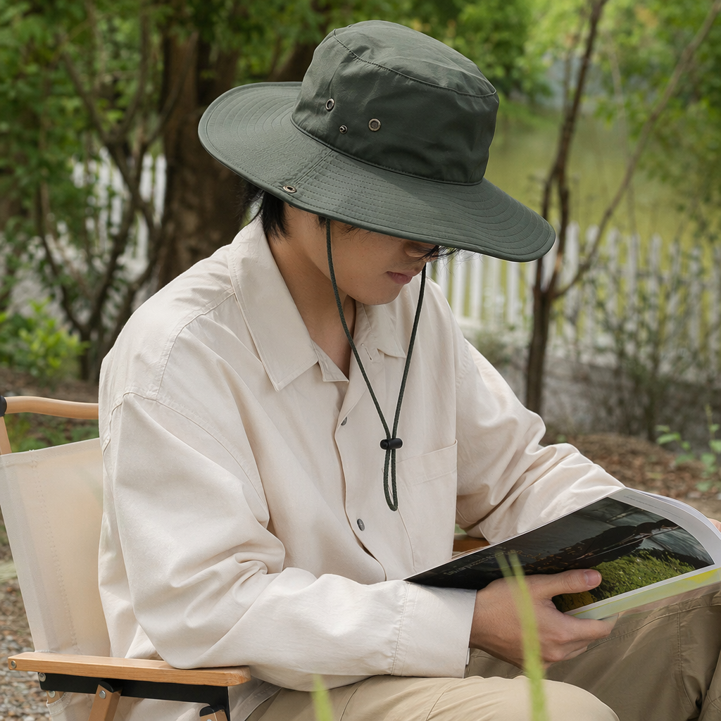 五色不同颜色宽檐遮阳帽 女士防晒渔夫帽可调节透气夏季帽产品图