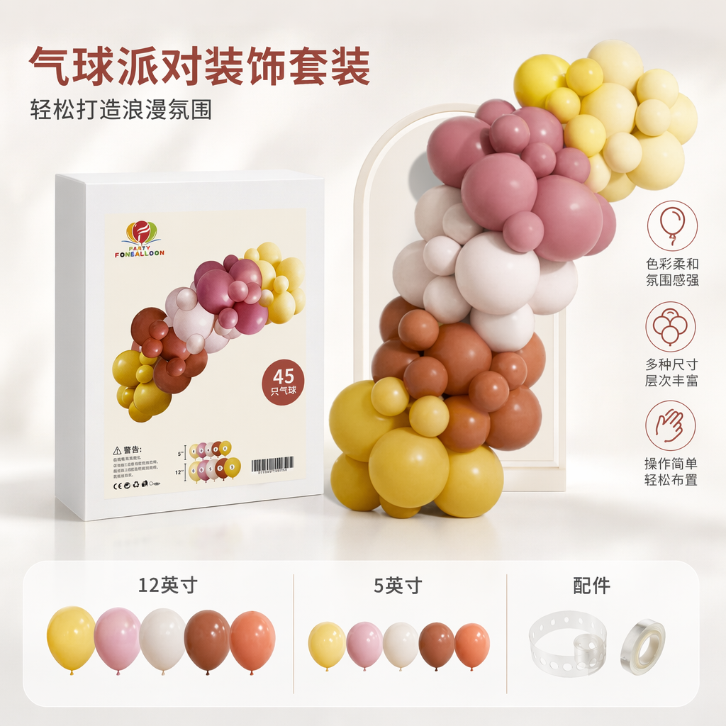 彩色气球装饰套装 派对婚礼生日庆典通用含氦气球杆