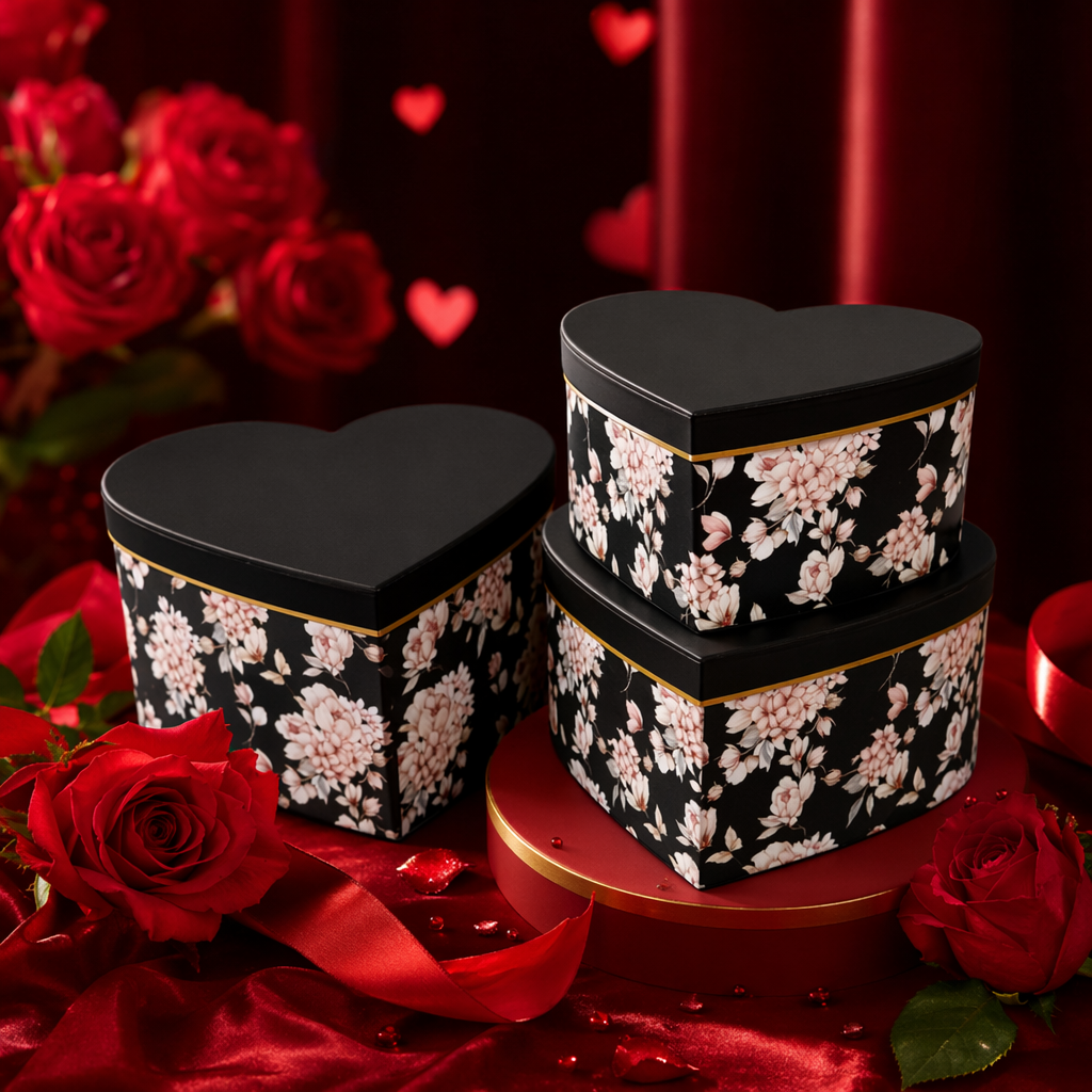 A fashionable and simple wedding proposal decoration gift box with a black heart-shaped flower box Specification image