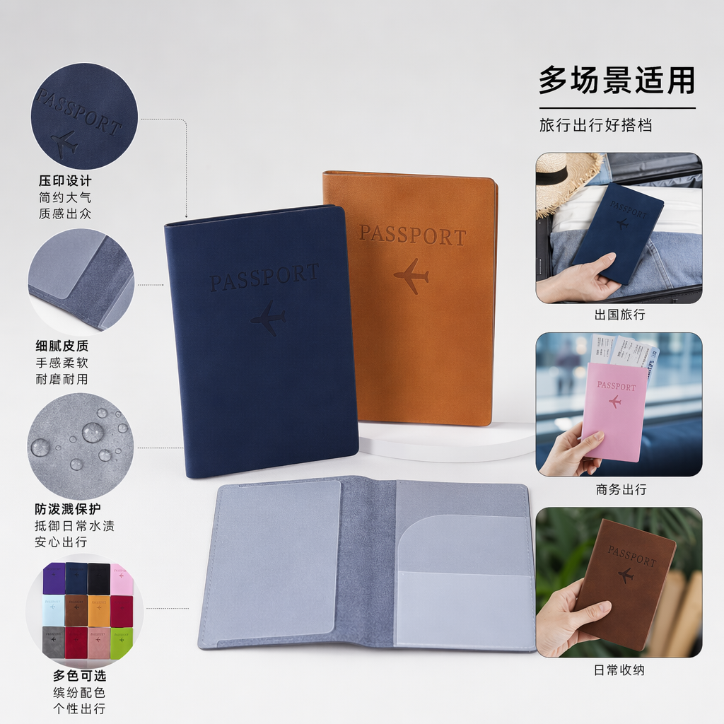 彩色护照夹 旅行证件收纳套 防丢防盗轻便耐磨多功能
