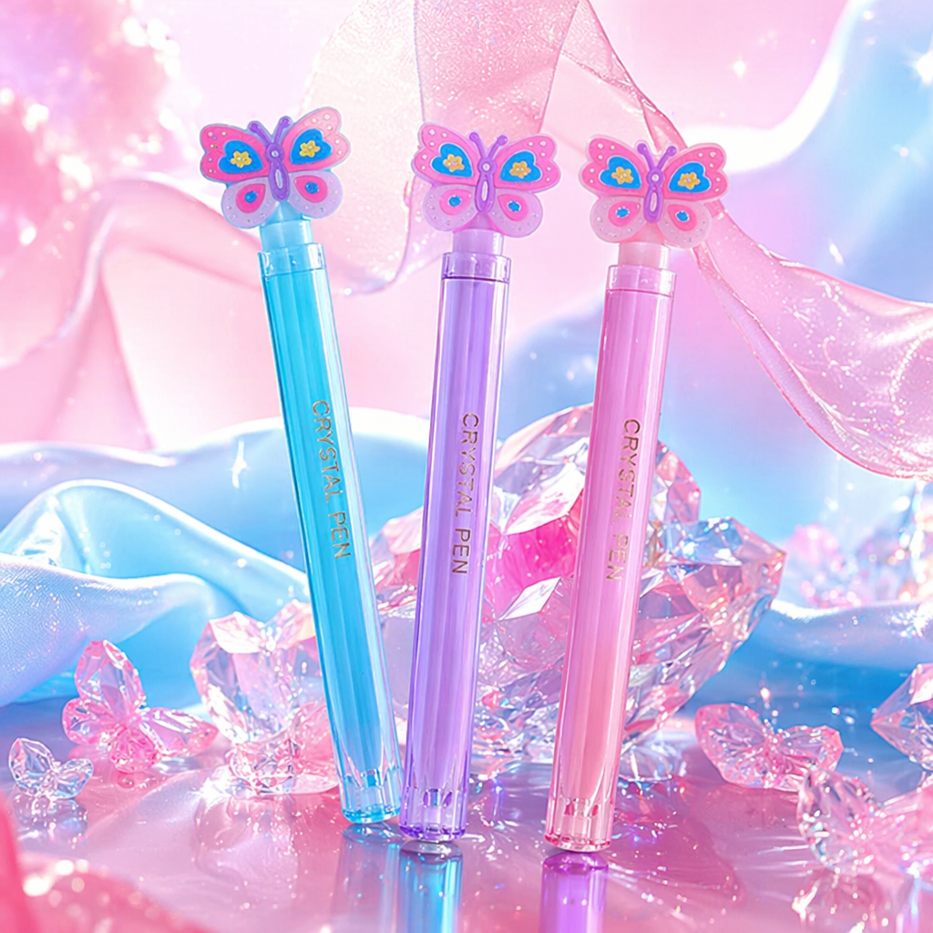 Colorful butterfly-shaped crystal pen creative office stationery for students Specification image