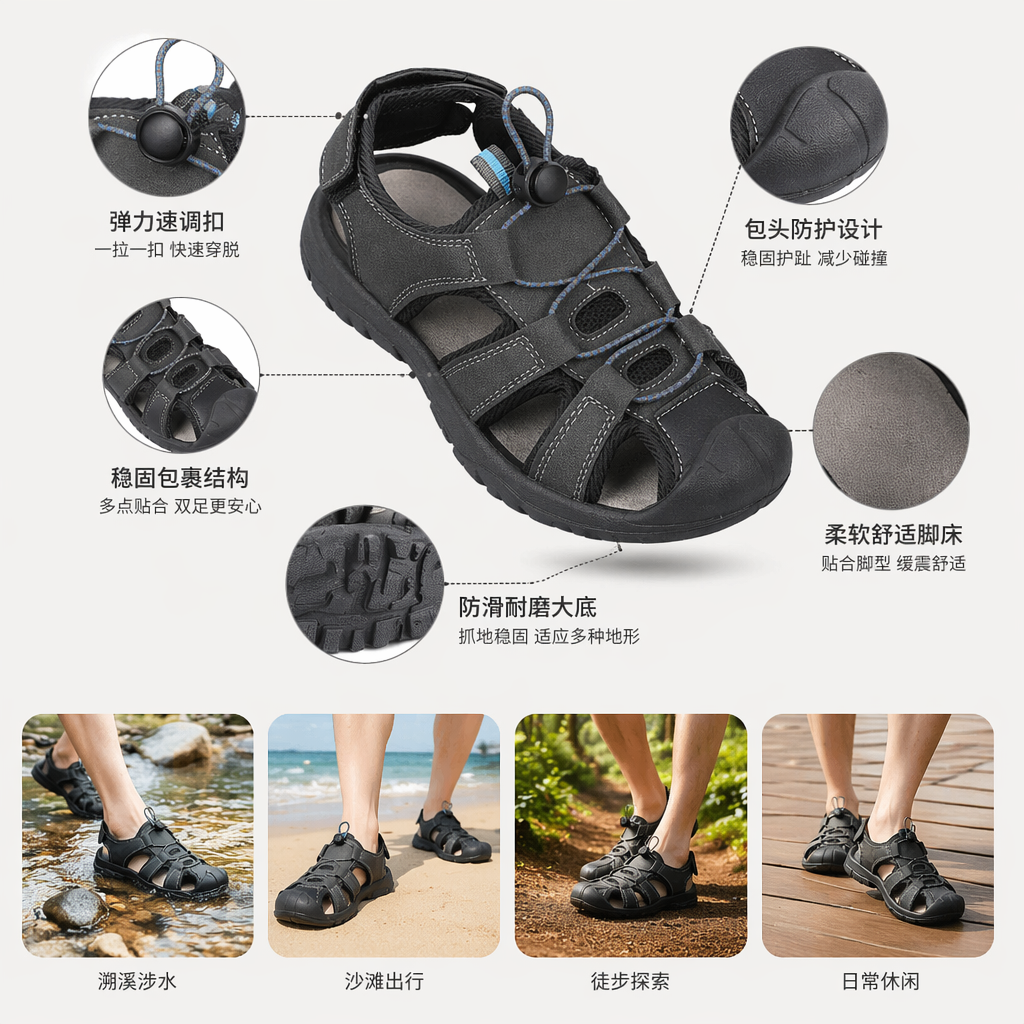 男士休闲沙滩凉鞋夏季透气防滑舒适