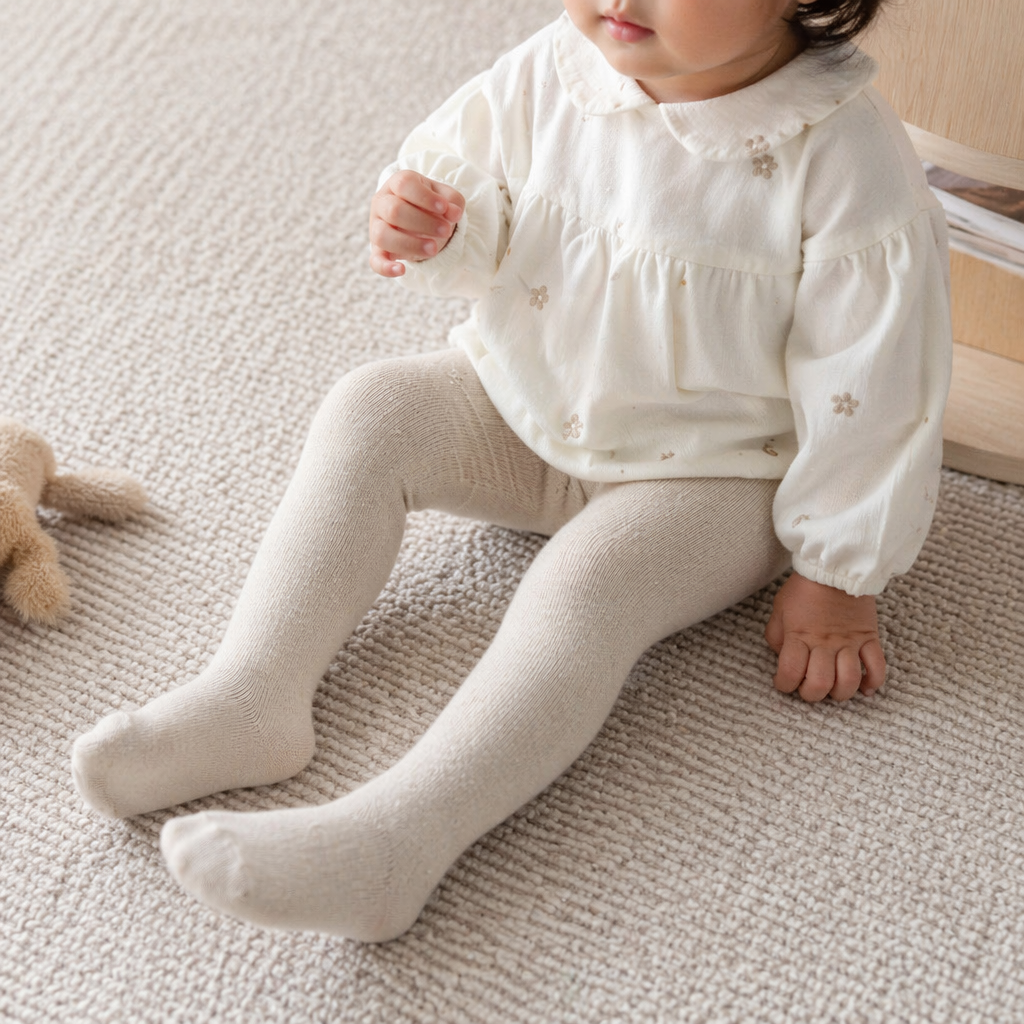 Light grey knitted pantyhose slimming, elastic and breathable women's base socks details Picture