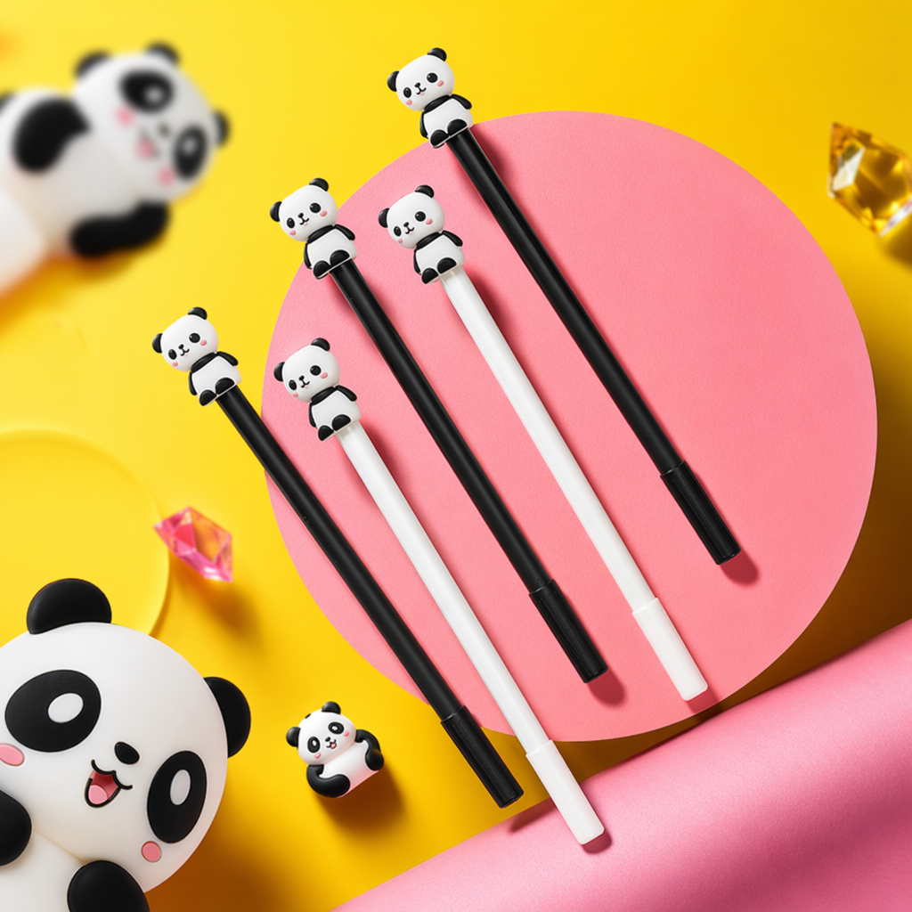 Black and white panda-shaped pen, black and white panda-patterned gel pen Specification image