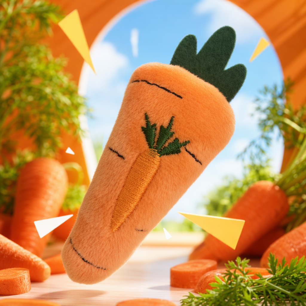 A cute cartoon plush toy in the shape of an orange carrot as a decorative item Specification image