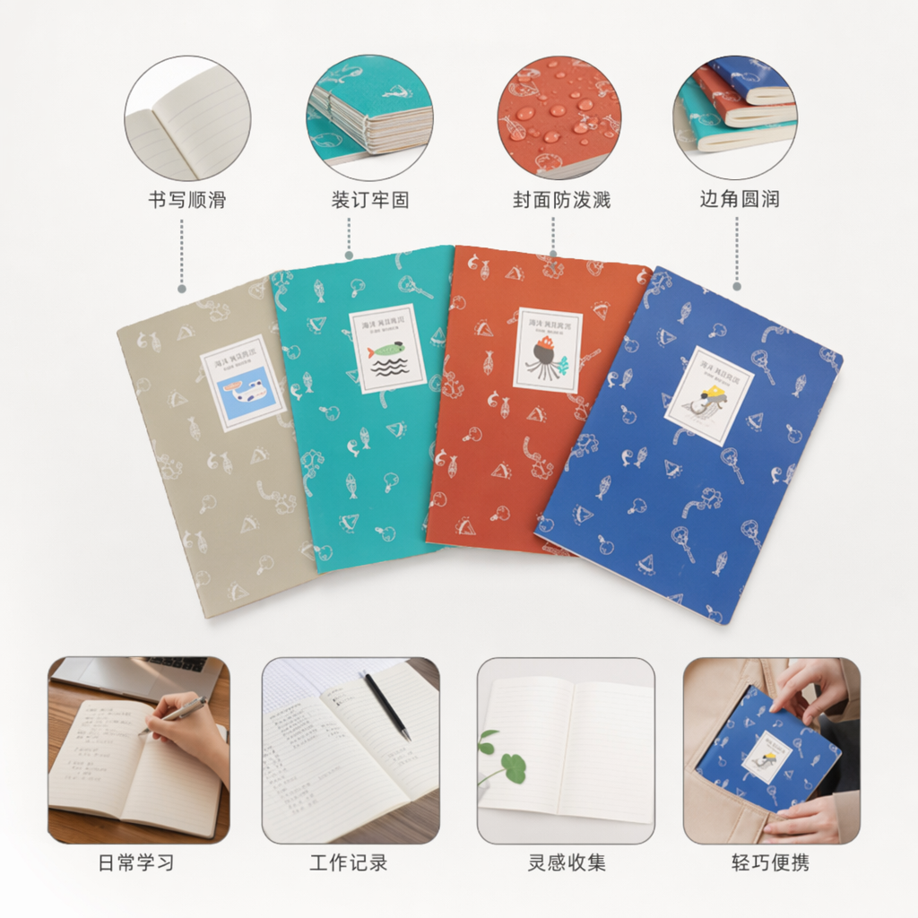 彩色海洋主题笔记本 A5加厚内页简约学生记事本