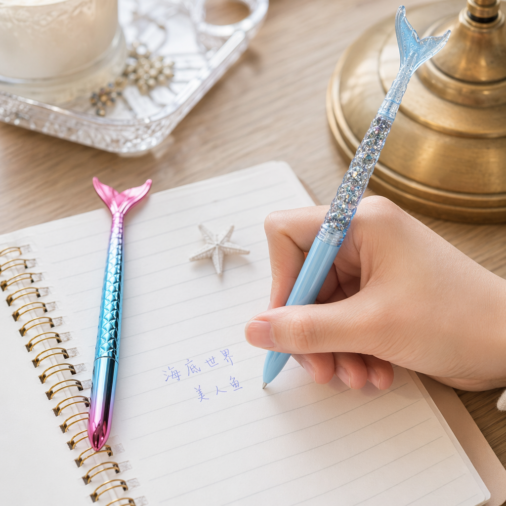 Blue gradient fish-tail pen body gel pen 0.5mm smooth writing office stationery details Picture