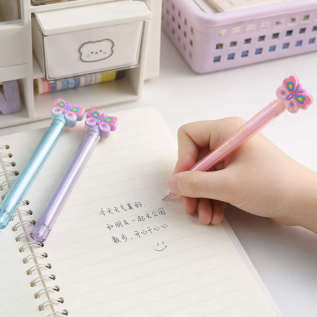 Colorful butterfly-shaped pens are creative stationery for students and fun writing tools for children details Picture