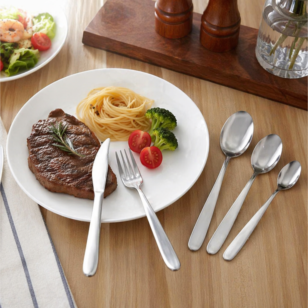 银色餐具套装 不锈钢家用叉勺刀套装 24件套 details Picture