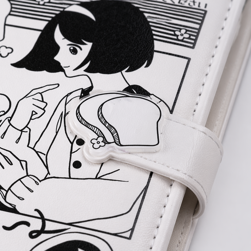 Black and white illustration cover notebook, A5 size, with horizontal lines on the inner pages, 120 pages, hardcover hardcover Application Scenario