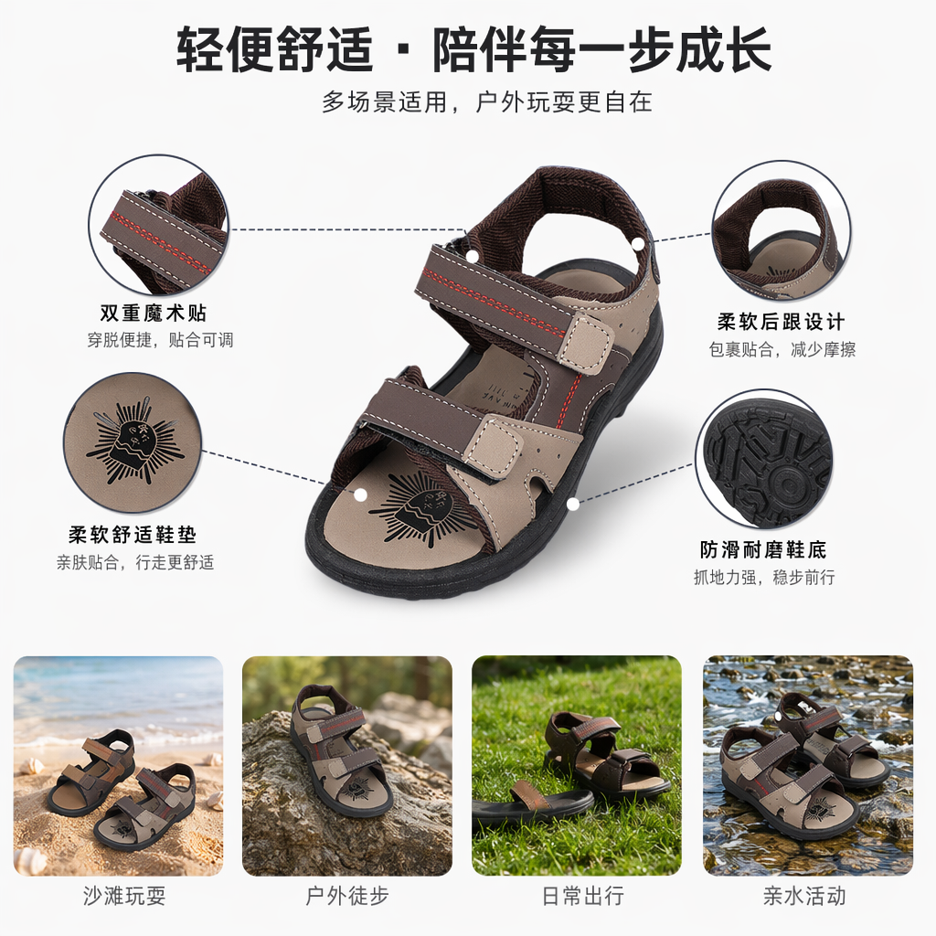 儿童凉鞋男童女童夏款透气防滑舒适休闲