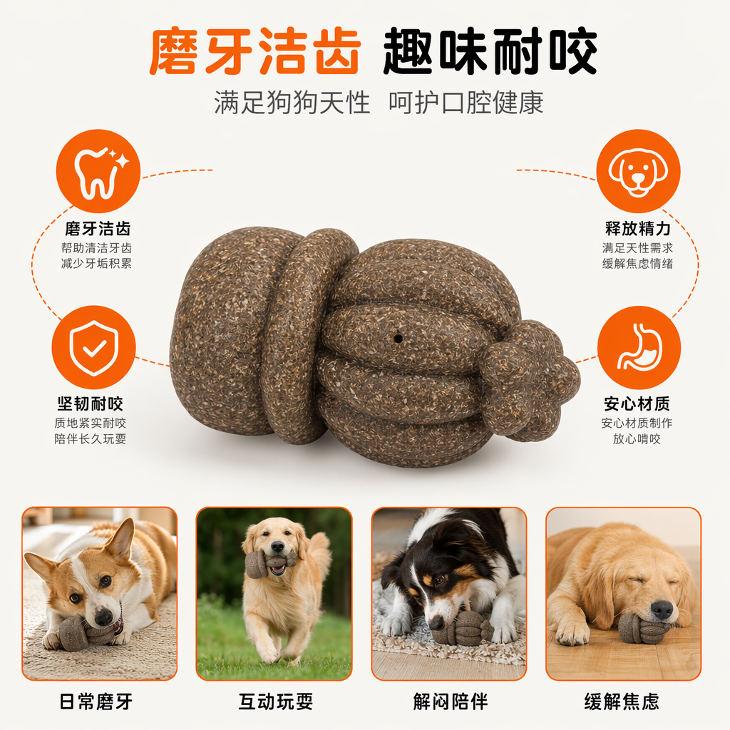 Flowering cactus, feeding toy, pet teething, durable and boring, rice fiber ball
