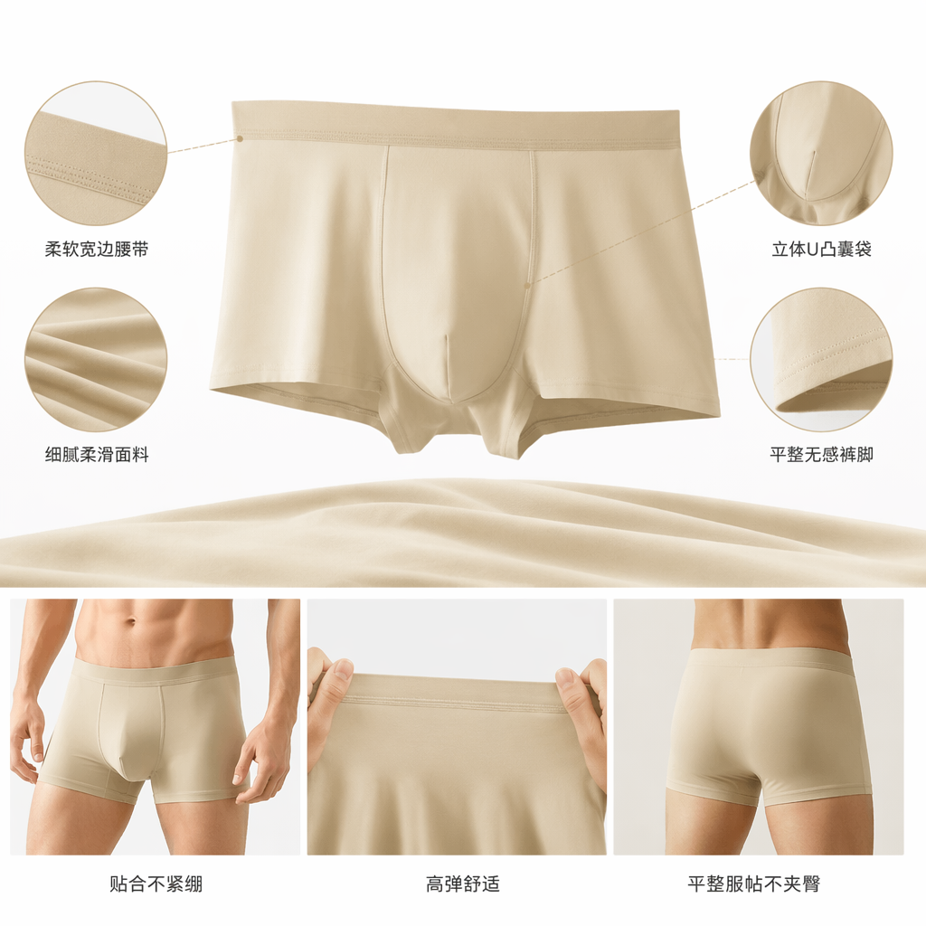 Men's pure cotton flat pants, loose and comfortable underwear for men