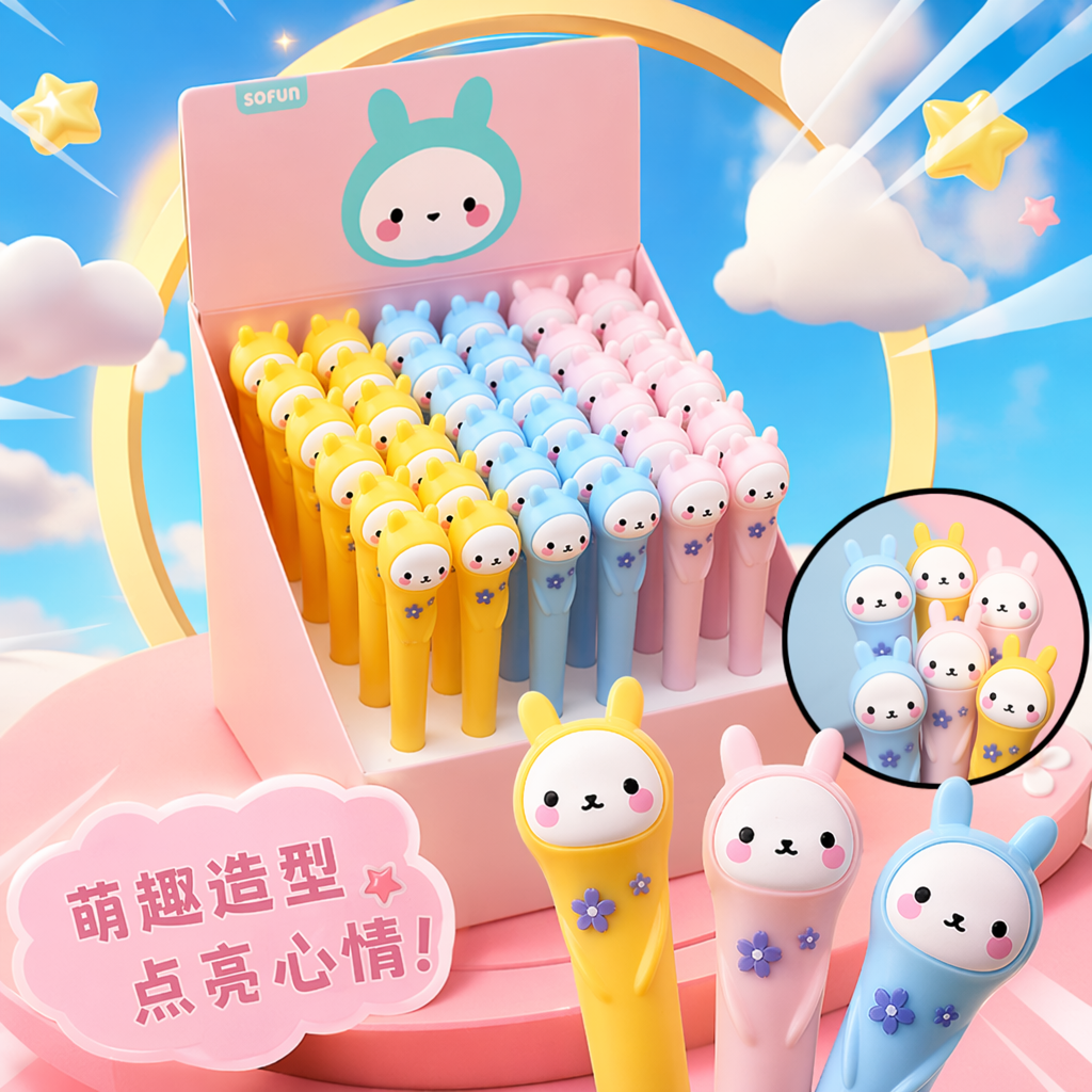 The colorful rabbit-shaped pens are cute stationery for students Specification image