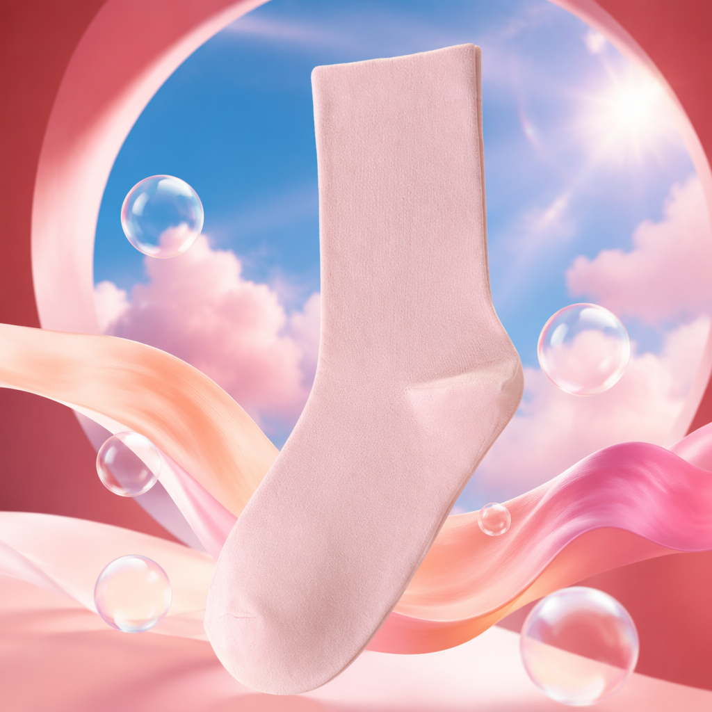Pink pure cotton mid-calf socks for women are comfortable, breathable and versatile for daily wear Specification image