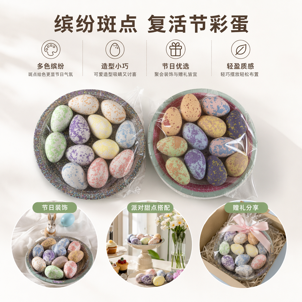 彩色斑点巧克力蛋复活节儿童零食礼盒装