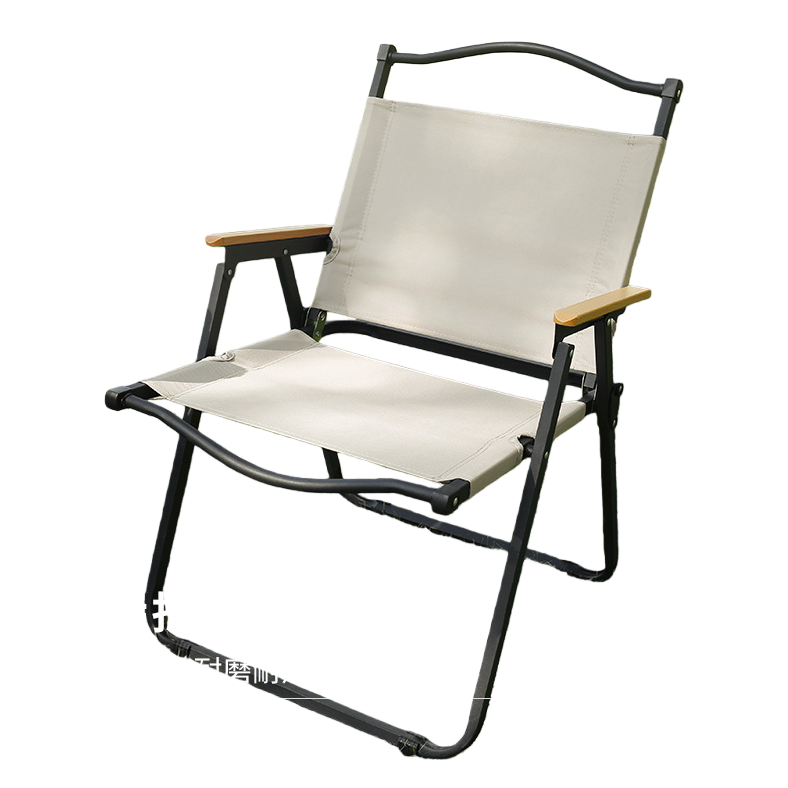 Beige canvas folding chair, thickened and wear-resistant, outdoor household portable and storable small stool Item Picture
