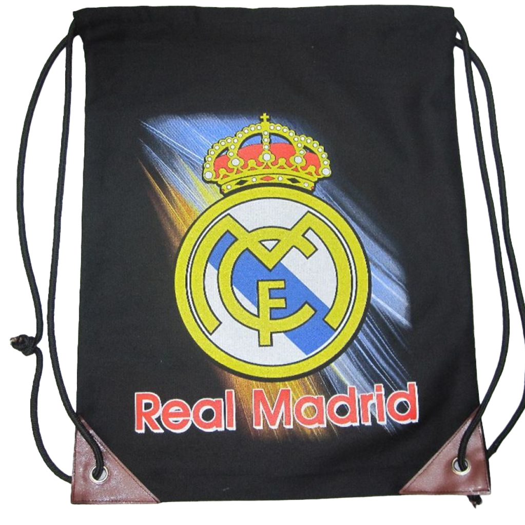 شعار فريق ريال مدريد الأسود الذي يحمل حقائب اليد، وكلمة "ريال مدريد" Item Picture